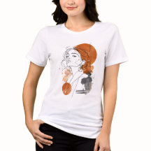 モダンな抽象画とミニマルラインアートのポートレートTシャツ | シンプルモダン