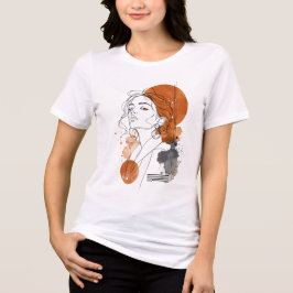 モダンな抽象画とミニマルラインアートのポートレートTシャツ | シンプルモダン トライブレンドＴシャツ