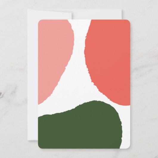 モダンな抽象的なグラフィック　赤、ピンク＋緑 案内状 (裏面)