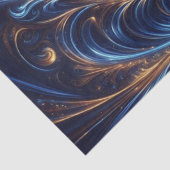 モダンな抽象的な宇宙のロイヤルブルーとゴールドの渦巻き 薄葉紙 (詳細)