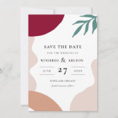 モダンな抽象的な形のコンテンポラリーなデザイン Save the date 招待状 (正面)