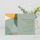 モダンな抽象的な形の Sage ティール ユニークなウェディング セーブザデート (スタンド正面)