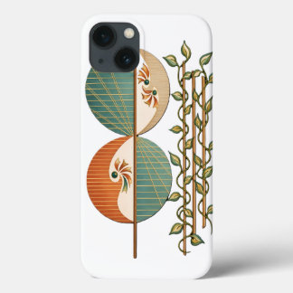 モダンな抽象的な植物画アートプリント、ミニマリストCi iPhone 13ケース