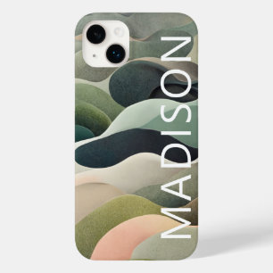 モダンな抽象的な波状パターンのカスタムネーム Case-Mate iPhone 14 PLUSケース
