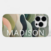 モダンな抽象的な波状パターンのカスタムネーム Case-Mate iPhoneケース (裏面 (横))