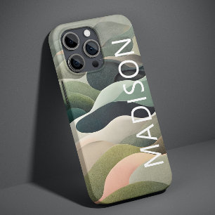 モダンな抽象的な波状パターンのカスタムネーム Case-Mate iPhone 14 PROケース
