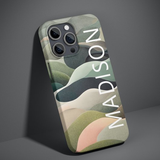 モダンな抽象的な波状パターンのカスタムネーム Case-Mate iPhoneケース