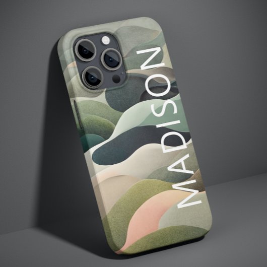 モダンな抽象的な波状パターンのカスタムネーム Case-Mate iPhoneケース