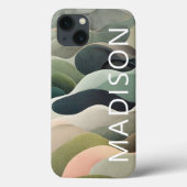 モダンな抽象的な波状パターンのカスタムネーム Case-Mate iPhoneケース (裏面)