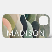 モダンな抽象的な波状パターンのカスタムネーム Case-Mate iPhoneケース (裏面 (横))