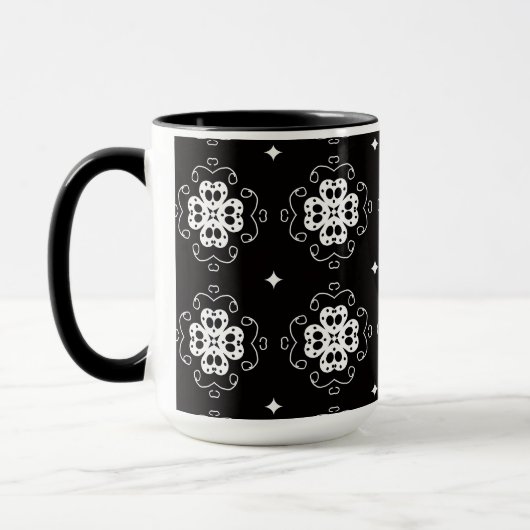 モダンな抽象的な花のコーヒーマグ マグカップ (左)