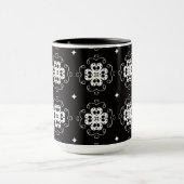 モダンな抽象的な花のコーヒーマグ マグカップ (中央)