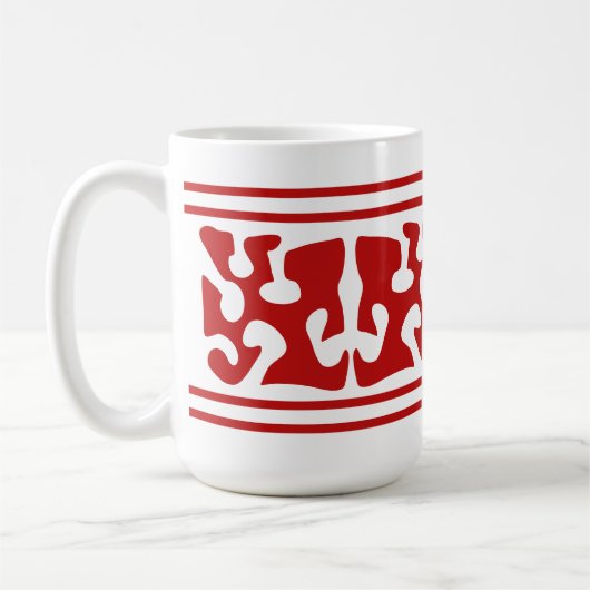 モダンな抽象的な赤い形の芸術 コーヒーマグカップ (左)