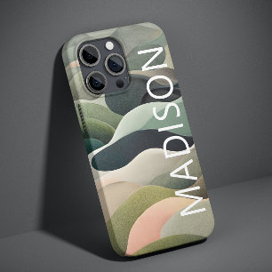 モダンな抽象的ウェーブパターン オーダーメイドネーム Case-Mate iPhone 14 PLUSケース