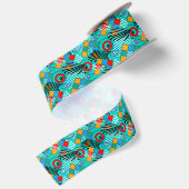 モダンな抽象的クリエイティブ多色パターン サテンリボン (裏面)