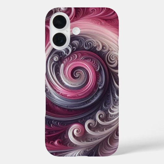 モダンな抽象的デザインのピンクとパープルの渦巻き Case-Mate iPhoneケース (裏面)