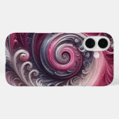 モダンな抽象的デザインのピンクとパープルの渦巻き Case-Mate iPhoneケース (裏面 (横))