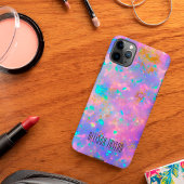 モダンな抽象的デザイン ゴールドファイアオパール 名前入り カスタム iPhone 16ケース