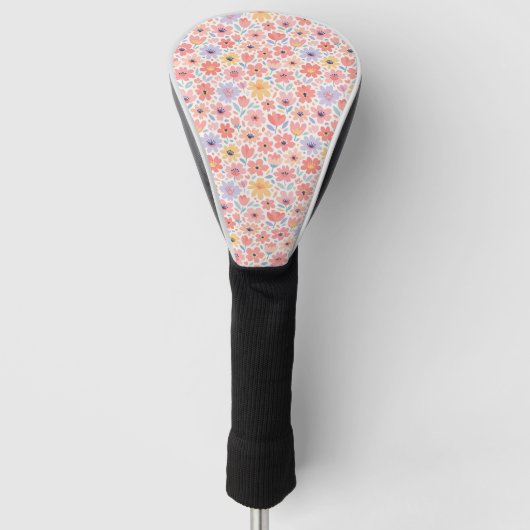 モダンな抽象的フラワーパターン ゴルフヘッドカバー (正面)