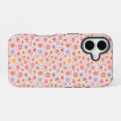 モダンな抽象的フラワーパターン iPhone 16ケース (裏面横)