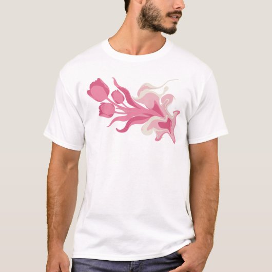 モダンな抽象的フラワー オーダーメイド Tシャツ (正面)