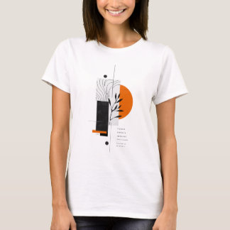 モダンな抽象的ボタニカル幾何学ウォールアート Tシャツ
