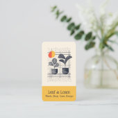 モダンな抽象的植物デザイン 黄と青 名刺 (スタンド正面)