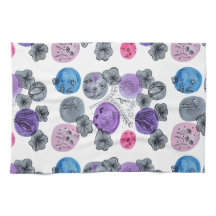 モダンな抽象的水彩花柄キッチンタオル
