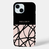モダンな抽象的渦巻き ブラック&クリーム色のオーダーメイド Case-Mate iPhoneケース (裏面)