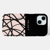 モダンな抽象的渦巻き ブラック&クリーム色のオーダーメイド Case-Mate iPhoneケース (裏面 (横))