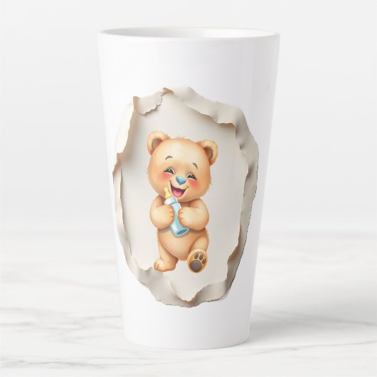 モダンな抽象的背景のオリジナル写真マグカップ カフェラテマグ (正面)