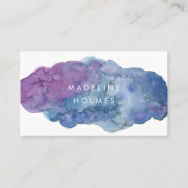 モダンな抽象美術の水彩画のブラシの青い赤面 名刺