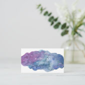 モダンな抽象美術の水彩画のブラシの青い赤面 名刺 (スタンド正面)