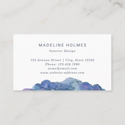 モダンな抽象美術の水彩画のブラシの青い赤面 名刺 (裏面)