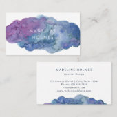 モダンな抽象美術の水彩画のブラシの青い赤面 名刺 (正面/裏面)