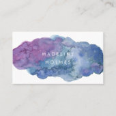 モダンな抽象美術の水彩画のブラシの青い赤面 名刺 (正面)