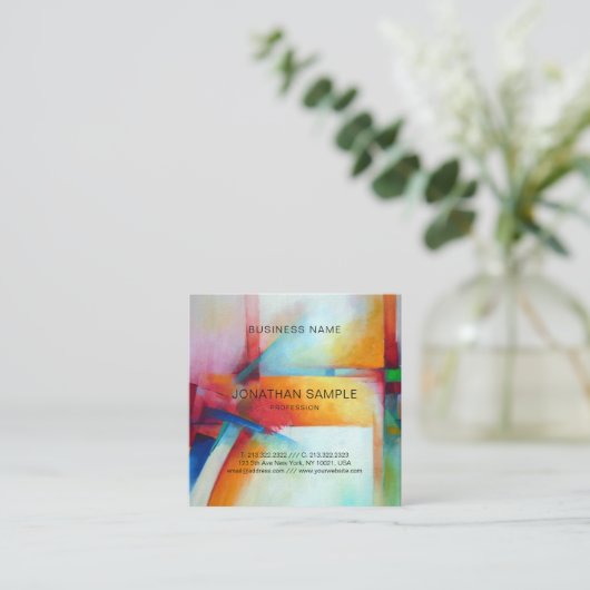 モダンな抽象美術の絵画の贅沢の平野 スクエア名刺 (スタンド正面)