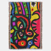モダンな抽象美術の顔 スローブランケット (正面縦)