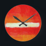 モダンな抽象美術- Rothkoのスタイル ラウンド壁時計<br><div class="desc">、黄色い赤い、モダンな抽象美術-プリントを絵を描くWhteの調子のオリジナルの抽象芸術</div>