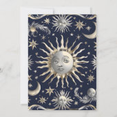 モダンな抽象芸術の太陽と星の天体ウェディング 招待状 (裏面)
