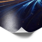 モダンな抽象芸術の宇宙、ロイヤルブルーとゴールドの渦巻き フォトプリント            (角)