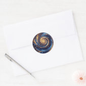 モダンな抽象芸術の宇宙、ロイヤルブルーとゴールドの渦巻き ラウンドシール (封筒)