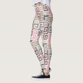 モダンな抽象芸術の色付きライン レギンス (左)