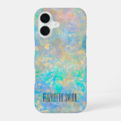 モダンな抽象芸術 ゴールドファイアオパール 名前入り カスタム デザイン iPhone 16ケース (裏面)