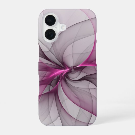 モダンな抽象芸術 ピンク フラクタルアート エレガントカオス iPhone 16ケース (裏面)