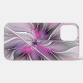 モダンな抽象芸術 フラワー フラクタル ピンク グレー Case-Mate iPhoneケース (裏面 (横))