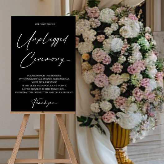 モダンな挙式用アクリルサイン Unplugged Ceremony アクリルサイン
