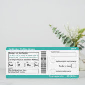 モダンな搭乗券の行先の結婚式の招待 招待状 (スタンド正面)