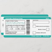 モダンな搭乗券の行先の結婚式の招待 招待状 (正面/裏面)