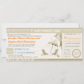 モダンな搭乗券は結婚式招待状に札をつけます 招待状 (正面)